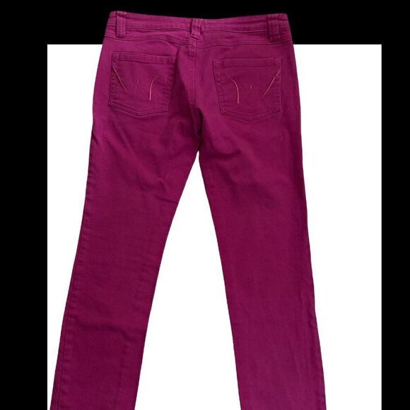 Wet Seal Juniors Low Rise Pink Denim Belted Slim Fit Jeans Size 9 - Picture 7 of 8